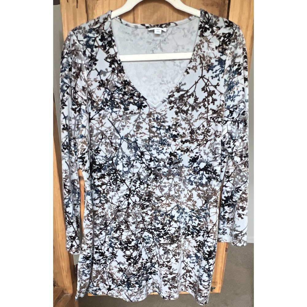 J. Jill Women's Large Petite Floral Print Long Sleeve Knit Pullover Tunic